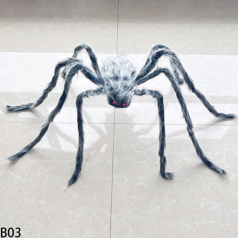 Giant Light-Up Spider for Halloween Decor – Poseable Black Plush