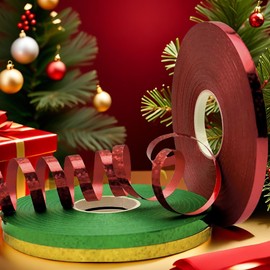 3 Rolls Curling Ribbon Assortments for Gift Wrapping, Balloons Ribbon for Bouquets, Wedding, Birthday, Christmas Decoration (Red Green Gold, 3/16 inch)