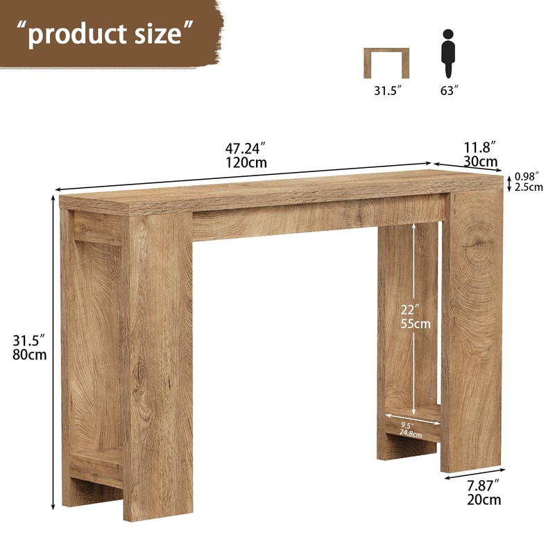 Tohomeor Entryway Console Table, Farmhouse Narrow Sofa Table Behind Couch,