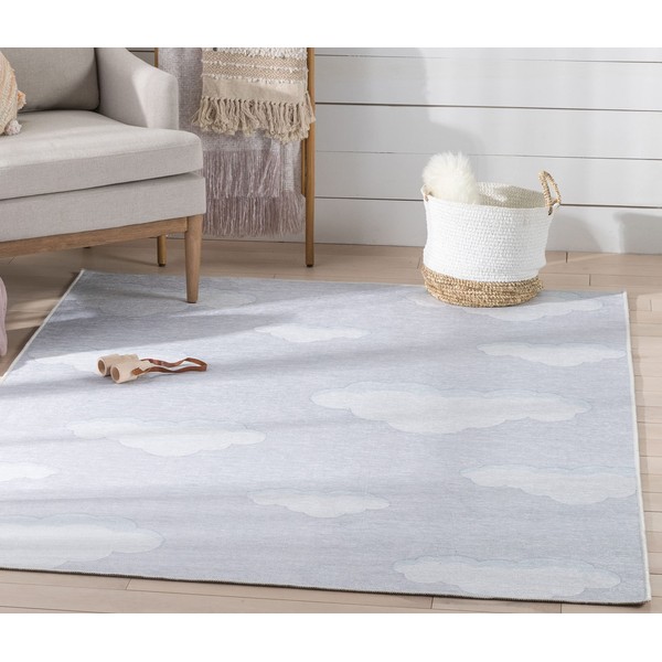 Well Woven Clouds Rug Grey 5' x 7' Apollo Kids Collection