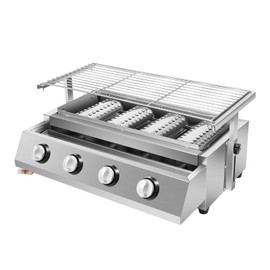 Stainless Steel 3 Burner LPG Gas Griddle Grill - Adjustable Height for Patio, Garden, Camping & Picnics