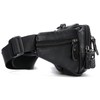 Black Leather Fanny Pack for Men & Women, Fashionable Multi-Pockets