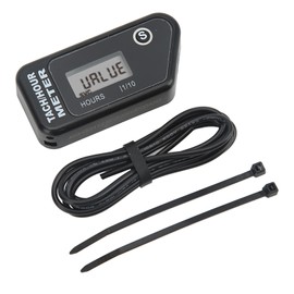 Inductive Digital Tach Hour Meter IP68 Waterproof Motorcycle RPM Counter Black for Lawn Mower Dirt Bike