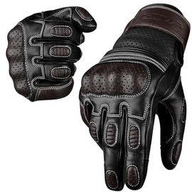 J.A.G. Guantes de Piel para Moto con proteccin de Nudillos para Deportes de Motor - Guantes de Moto con Pantalla tctil para Hombre                    