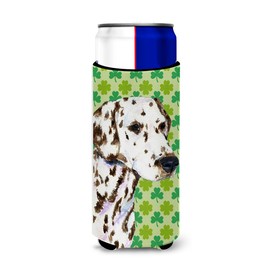 Dalmatian St. Patrick's Day Shamrock Portrait Ultra Beverage Insulators for Slim cans SS4400MUK