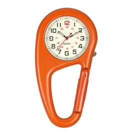 OIDEA Clip on Carabiner Watch: Unisex Digital Dial Backpack Fob Watch Pocket Watch Night Light for Doctors Nurses Climbers Outdoor Sports Rock Climbing Activities, Orange