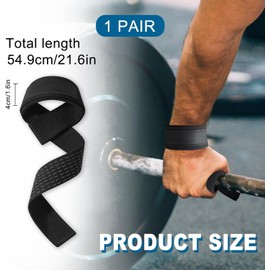 Liyquint Wrist Straps for Weight Lifting - Nylon Gym Wraps with Extra Hand Grips Support for Strength Training, Bodybuilding, Deadlifting and More ， Heavy Duty Lifting Straps (Black)