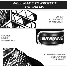 SAWANS Football Goalkeeper Gloves for Boys, Kids, Teenagers, Training Gloves, Football Goalkeeper Gloves, Wrist Guard (Black, Size 8 (M/L) Adult)