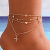 SSKHE 3Pcs Ankle Bracelets for Women,Sparkling Adjustable Beach Waterproof Anklets