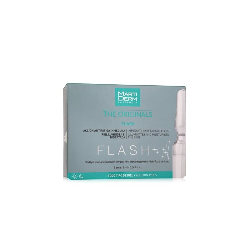 MartiDerm Flash Ampolletas Faciales hidratantes efecto antifatiga inmediata. cido Hialurnico
