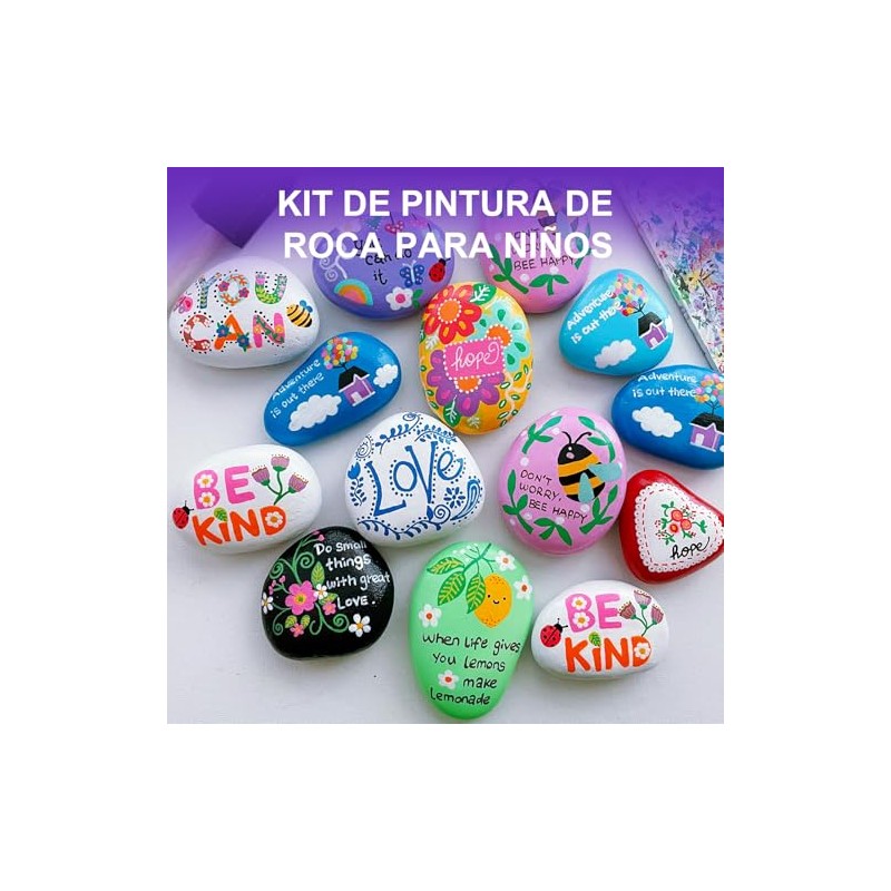 Kit Pintura Rocas Brillantes Oscuridad Set Completo Arte Manualidades Infantil