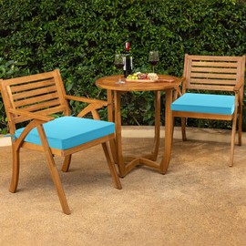 Summsun Outdoor Chair Cushions Set of 2: Waterproof & Fade Resistant Deep Seat Cushion for Patio Furniture - 24 x 24 x 3 Inch Chair Pads with Ties and Hidden Zipper - Patio Chair Cushion Replacement, Teal