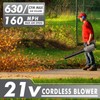 Leaf Blower Cordless - 630CFM/160MPH, 21V Powerful Electric Cordless Leaf