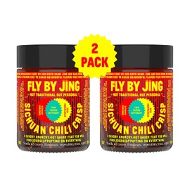 FLYBYJING Sichuan Chili Crisp, Gourmet Spicy Tingly Crunchy Hot Savory All-Natural Chili Oil Sauce w/ Sichuan Pepper, Versatile Hot Sauce Good on Everything, Vegan and Gluten-Free, 6oz (Pack of 2)