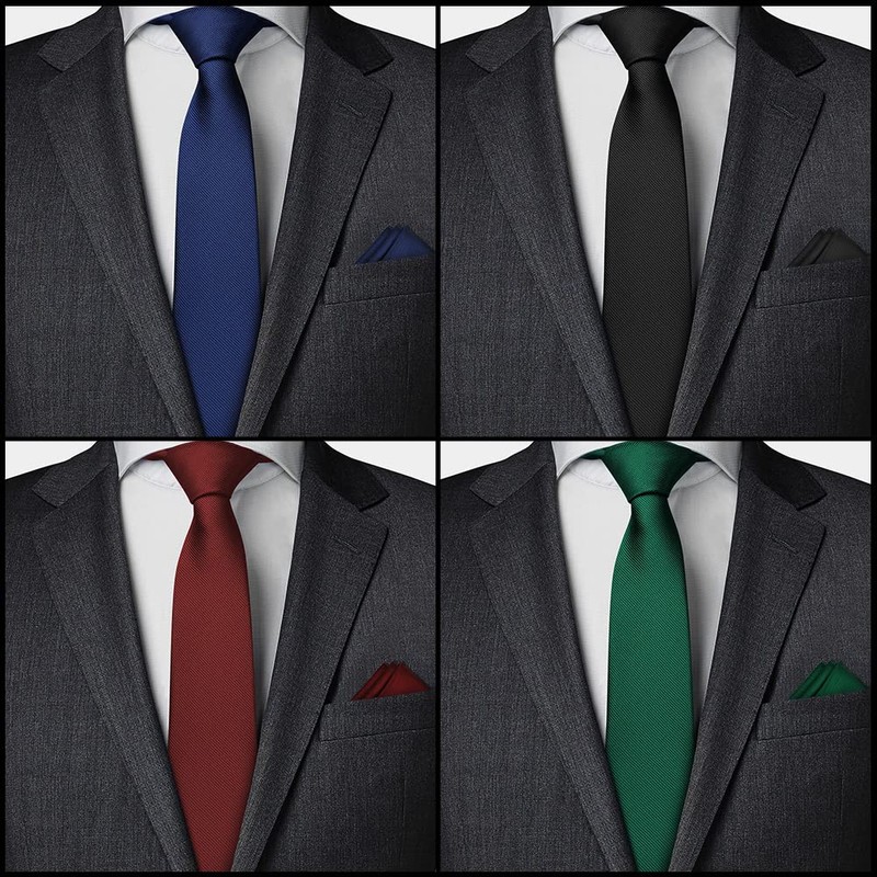 Aomig Men's Ties with Pocket Square, Slim Tie 6 cm