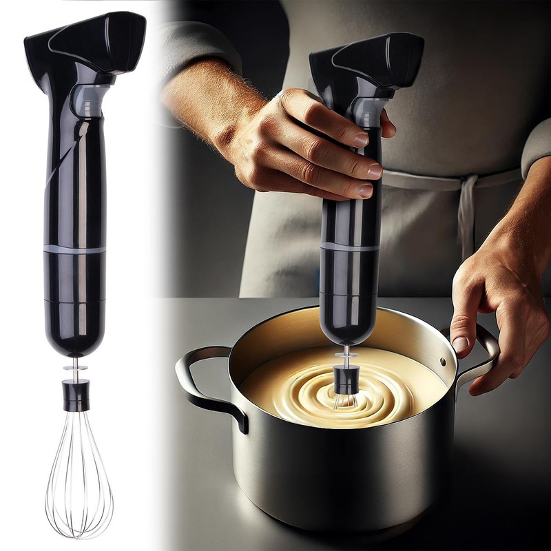 Rosenstein & Söhne Hand Blender, Stainless Steel Cordless Stick Blender