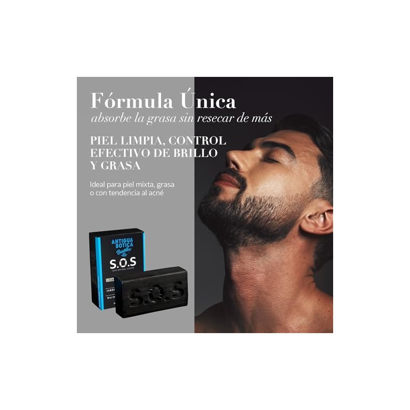 ANTIGUA BOTICA, S.O.S SKIN OPTIMAL SYSTEM, Jabón facial con carbón