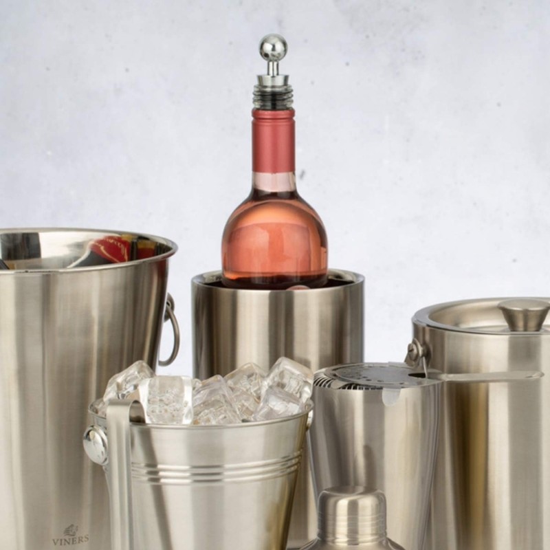 Viners Barware Wine Cooler Double Wall Silver 1.3L, Stainless Steel