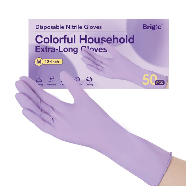 Brigic 12-Inch Extended Disposable Nitrile Gloves | Latex-Free & Powder-Free