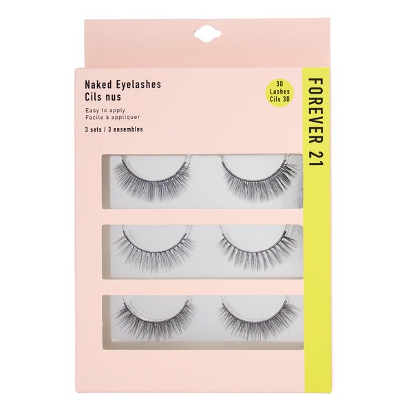 Forever 21 Eyelashes 3-Pack Naked Eyelashes Set, Voluminous False Lashes,