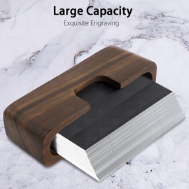 Walnut Wooden Business Card Holder Stand Desk Slim Card Organizer Display Holder