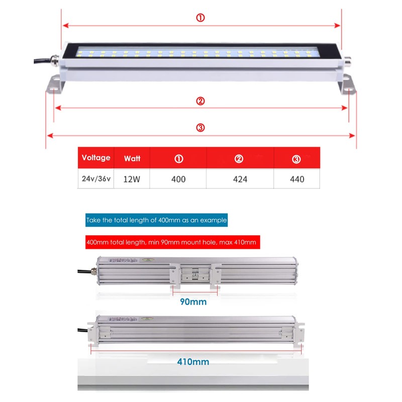 24V 12W LED Tube Light, CNC Machine Work LED Shop