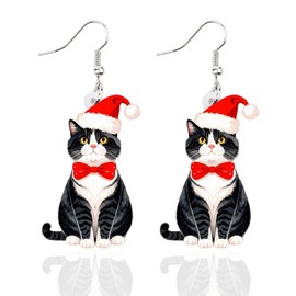 Acrylic Cute Cat Christmas Earrings for Women | Trendy Dangle Christmas Earring, Holiday Gifts for Women | Christmas Decorations Clearance, As Shown, Acrylic