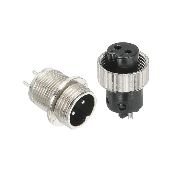 PATIKIL Aviation Connector Plug, 2 Pin Metal Male Female Panel