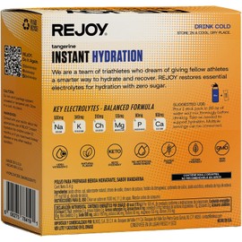Paquetes de electrolitos REJOY sabor mandarina – hidratación instantánea sin azúcar, vegano, 10 sobres