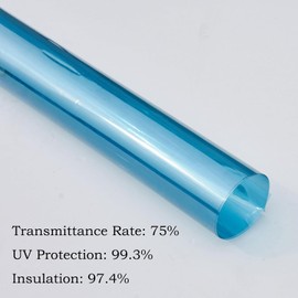 Blue Windshield Tint, 75% VLT Car Window Tint Film for Solar Protection, UV Blocking & Heat Rejection, Light Blue Window Tints for Cars, 29.52" x 118.11"