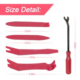 BLAU GRUN 5PCS Auto Trim Removal Tool Kit, Car Interior Door Panel Clip Fastener Removal Set, No Scratch and No Marring Plastic Pry Tool Kit for Vehicle Dash Radio Audio Installer (Red)