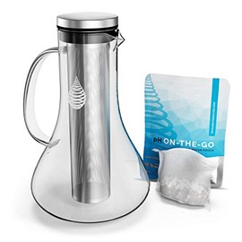 Invigorated Water pH Replenish Glass Alkaline Water Pitcher - Long Lasting Water Filter Pitcher for Pure Drinking Water - Water Jug for High pH Filtered Water - 1.8 L / 61 Oz