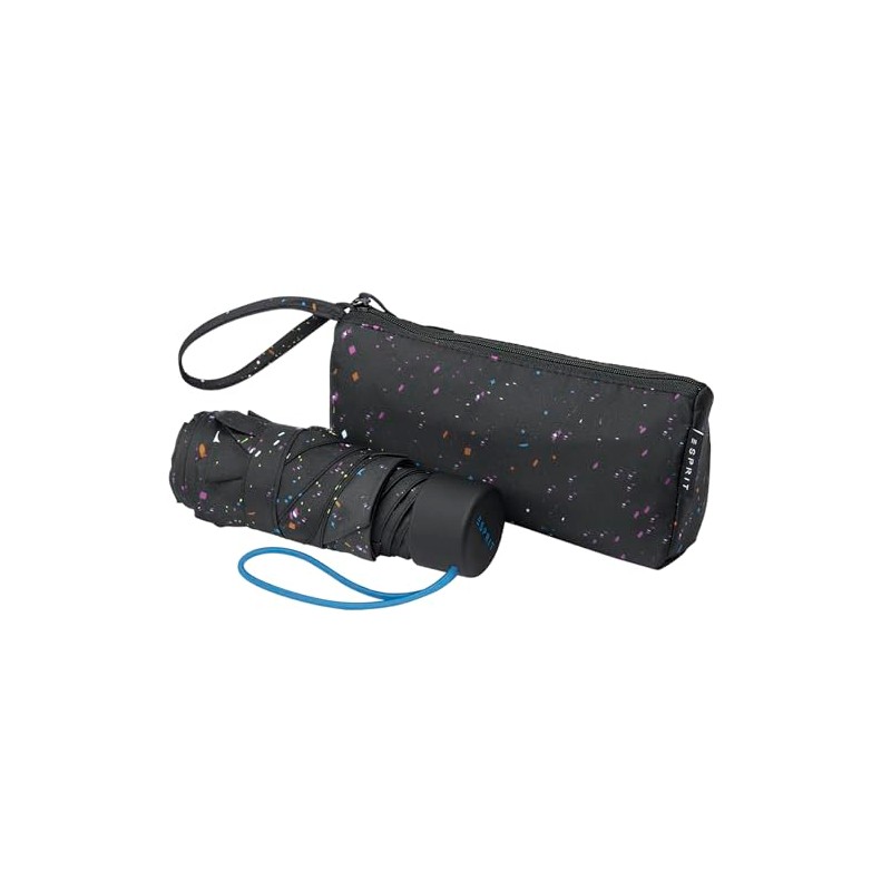 ESPRIT Cutted Cool Ultra Mini Pouch Pocket Umbrella Black Colourful