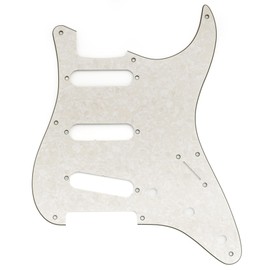 Musiclily Pro 8 Hole ST Stratopic Guard for SSS 2008-2019 Chinese Squier Classic Vibe SQ CV 50s Reissue Vintage Stratocaster Electric Guitar 4P Aged White Pearl
