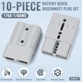 ZEHGCH 175Amp 600V Battery Cable Quick Connect/Disconnect Connector Plug Kit for Car Forklift Motor Winch Trailer (1/0AWG 10PCS Gray)