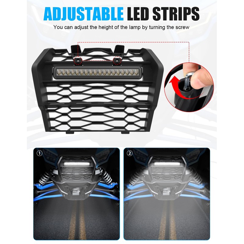 XATVXUTV Front Grille with LED Light Bar for Kawasaki Teryx