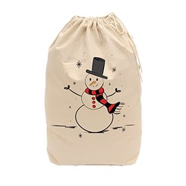 The Cotton & Canvas Co. Snowman Christmas Santa Sack for Presents, Gift Bag, Stocking Stuffers and Holiday Decorations