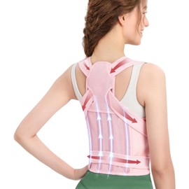 WEEOATAR Upper Back Support Posture Corrector Strap Posture Trainer, Breathable, Easy to Wear with Magic Sticker Back Brace to Improve Posture for Adults and Kids (Pink, L)