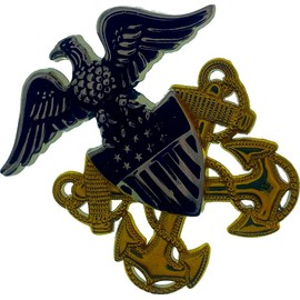 U.S Military Navy Officer's Large Cap Badge Hat insignia 2-1/2" Replacement Badge SOLD METAL with 2 Screws on the Back