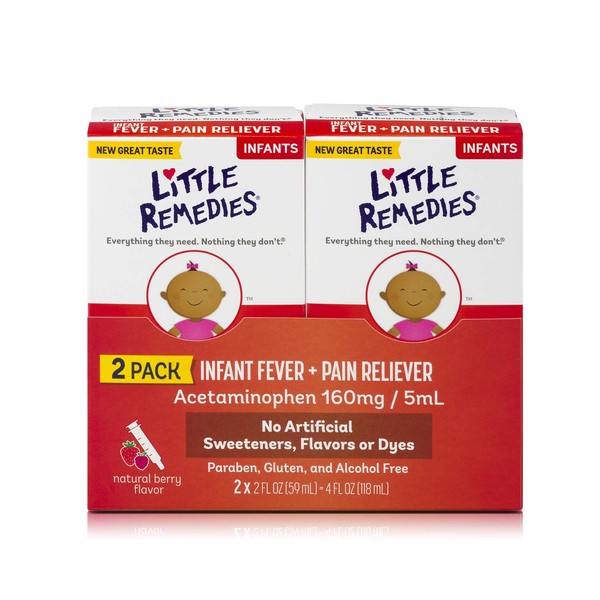 Little Remedies Infant Fever & Pain Reliever, Natural Berry Flavor, 2 Fl Oz (Pack of 2)