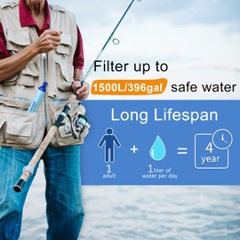 Purewell Outdoor Water Filter Personal Water Filtration Straw Emergency Survival Gear Water Purifier for Camping Hiking Climbing Backpacking
