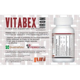 Vitabex Hierro | Suplemento de Hierro | Probióticos | 60 Cápsulas Vegetarianas | ENVÍO GRATUITO