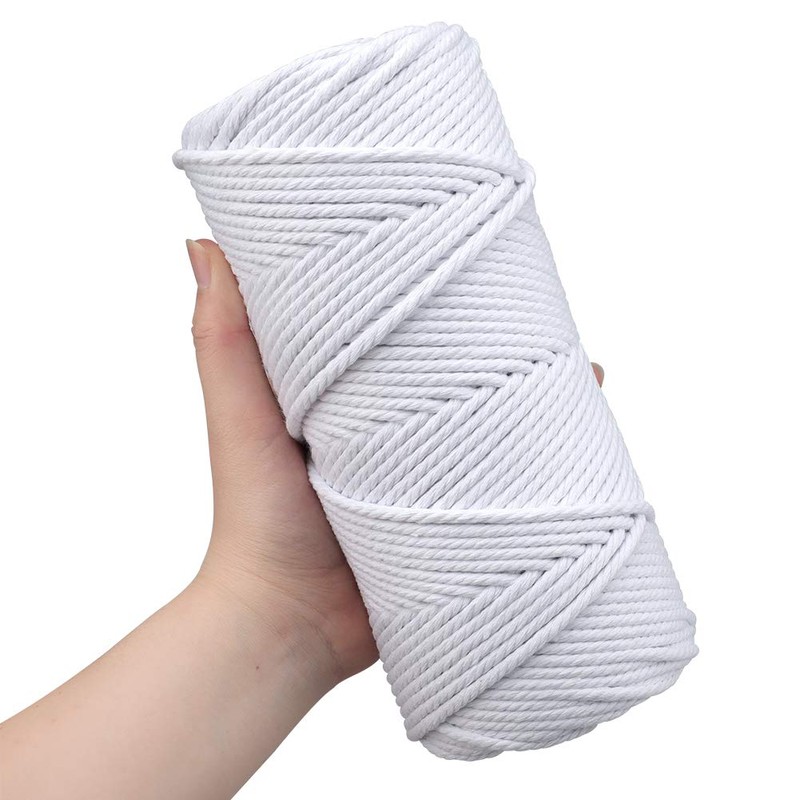 jijAcraft 4MM Cotton Macrame Rope Cord for Crafts,100M White Cotton