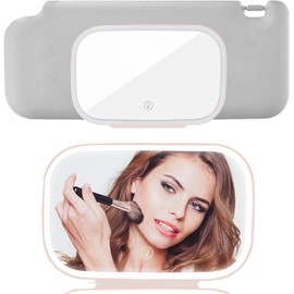 TGSEJTO Car Visor Vanity Mirror with LED Lights USB Rechargeable Travel Makeup Mirror 3 Light Mode Sun Visor with Touch Sensor Built-in Lithium Battery