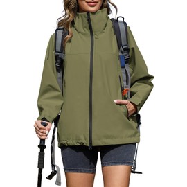 Zando Lightweight Rain Jacket Women Waterproof Raincoats Womens Rain Jacket with Hood Loose Fit Raincoat for Women Waterproof Hiking Windbreaker Khaki XL