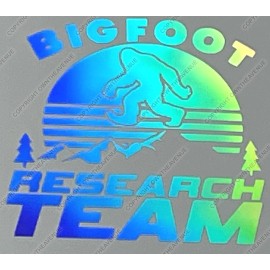 OwnTheAvenue Bigfoot Research Team Retro Holographic Oil Slick Sticker Decal 4"