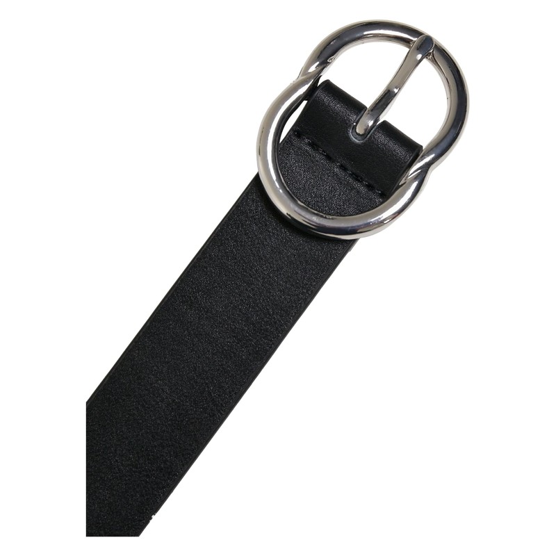 Urban Classics Small Ring Buckle Belt, Black/Silver, L