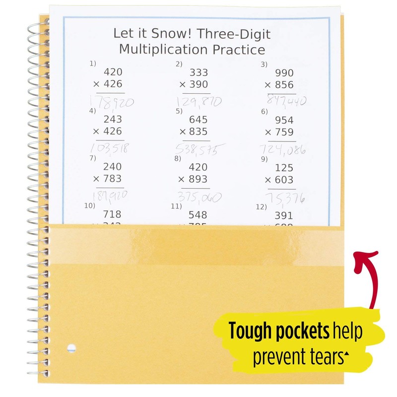 Five Star Spiral Notebook, 3 Subject, Wide Ruled Paper, 150
