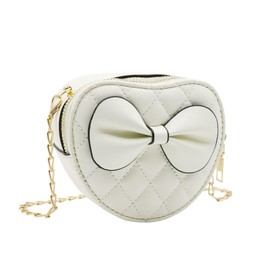 ZGMYC Cute Heart-shaped Crossbody Purse for Girls Kids Bowknot Shoulder Bag Satchel with Chain Strap