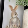 Mummy Hare And Babies Figurine 17cm Rustic Resin Carved Wood